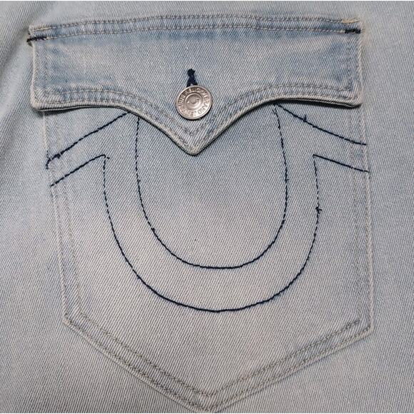 True Religion Rocco Denim Shorts Mens Size 34 Flap Light Wash Jean Jorts NEW NWT - Picture 6 of 16